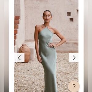 Billy J Chiara Satin Halter Maxi Dress Green 8 Bridesmaid Spring Wedding Chic